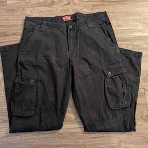 Military Style Matchstick Black Cargo Pants 38